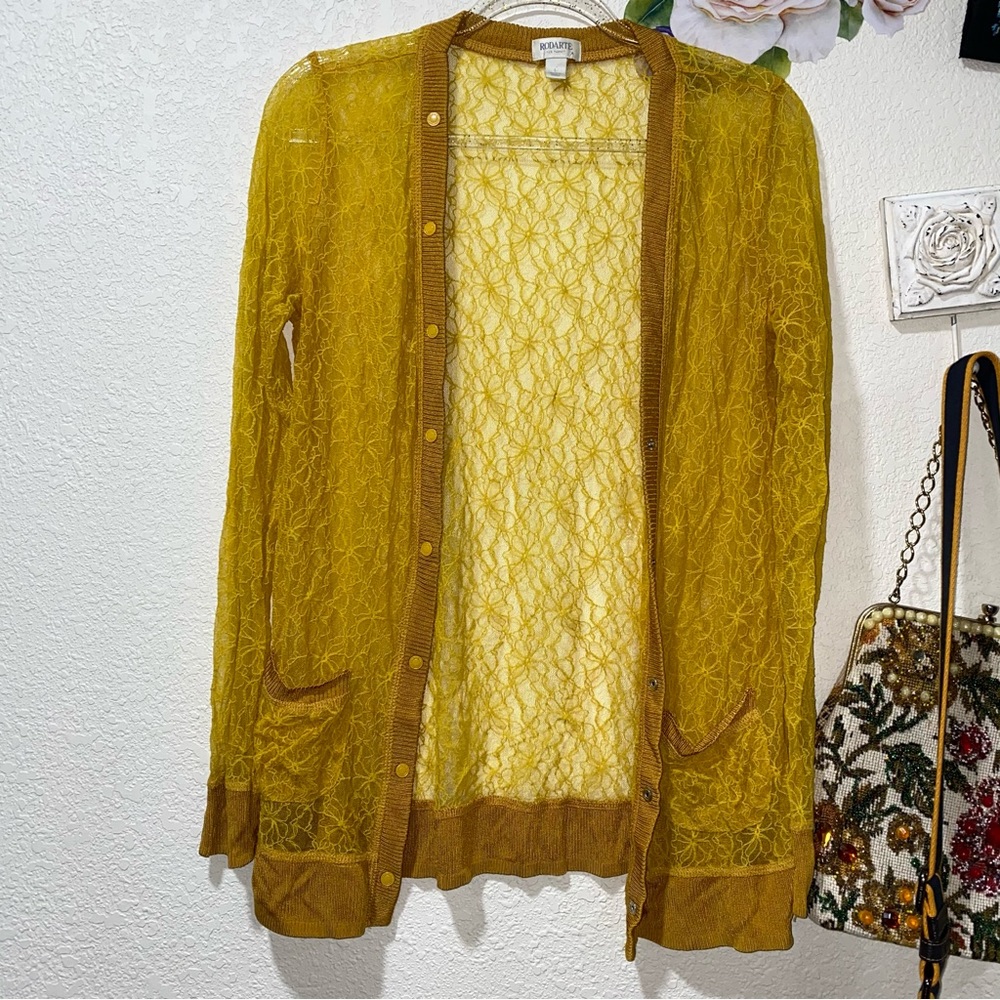 Rodarte Lace Cardigan Yellow